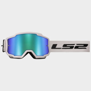 Masque LS2 Charger Blanche avec Visière verte irisée HV